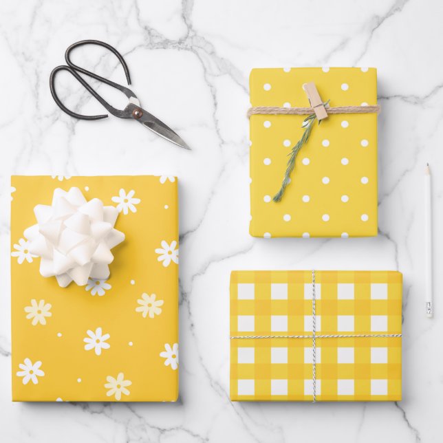 Minimal Elegant Sunflower Yellow Spring Easter Wrapping Paper Sheet (Front)