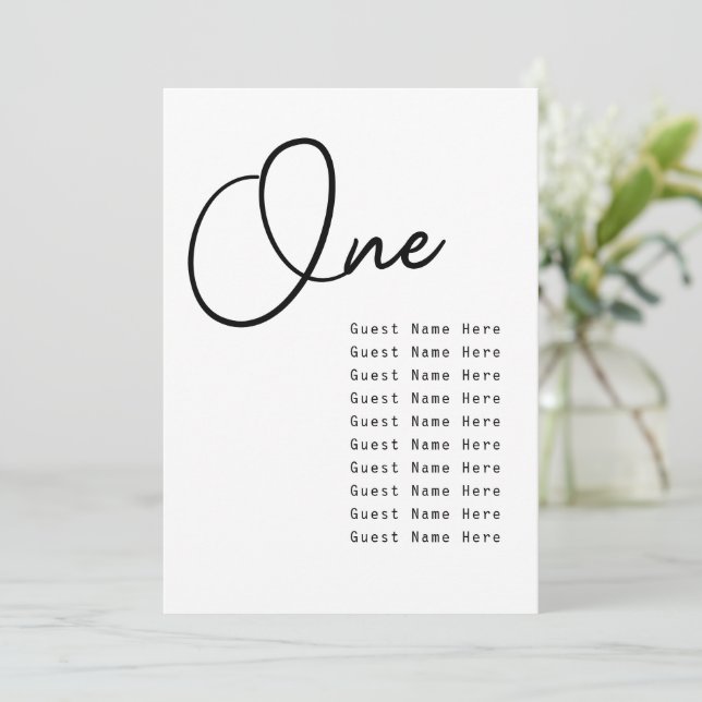 Minimal Elegant Table Guest Names Seat Chart Chic (Standing Front)