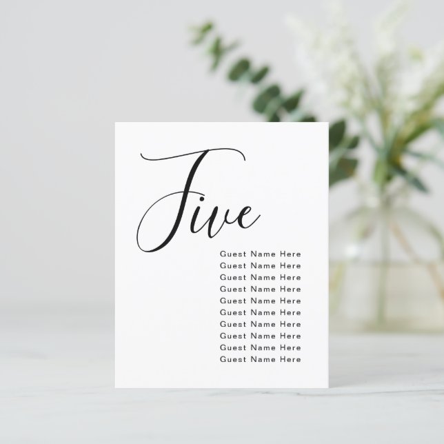 Minimal Elegant Table Guest Names Seat Chart Chic (Standing Front)