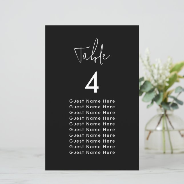 Minimal Elegant Table Guest Names Seat Chart Chic (Standing Front)