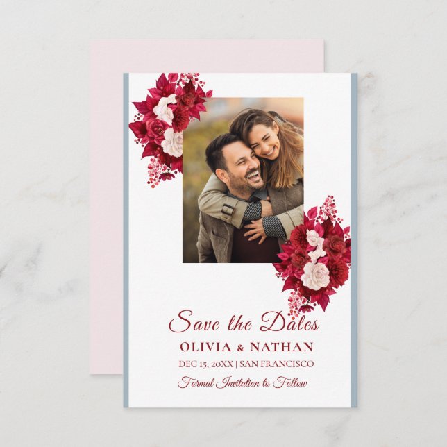 Minimal Elegant Text & Photo Design / Wedding  Save The Date (Front/Back)