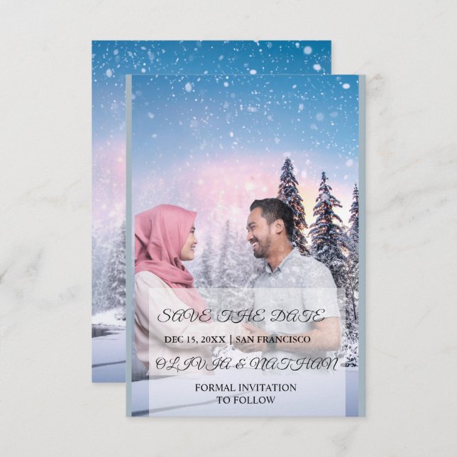 Minimal Elegant Text & Photo Design / Wedding  Save The Date (Front/Back)