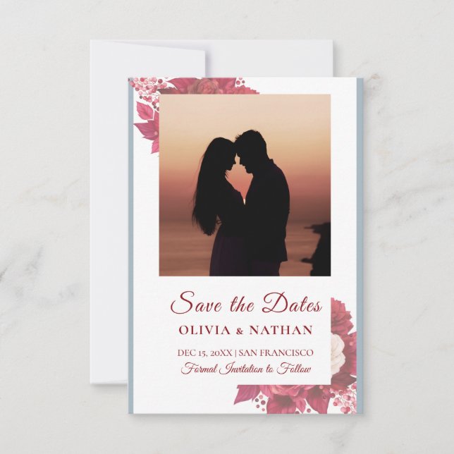 Minimal Elegant Text & Photo Design / Wedding  Save The Date (Front)