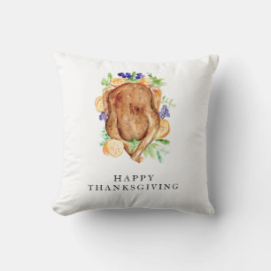 Minimal Elegant Thanksgiving Dinner Give Thanks Cushion