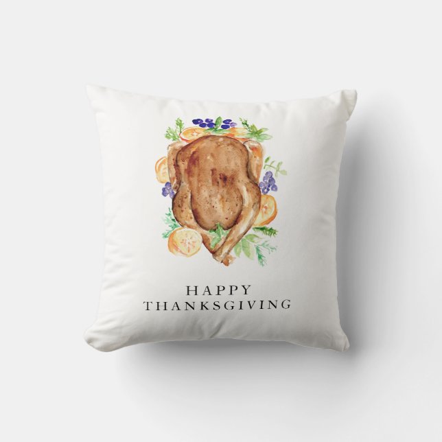 Minimal Elegant Thanksgiving Dinner Give Thanks Cushion (Front)