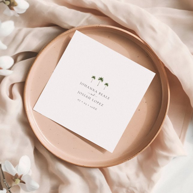 Minimal Elegant Tropical Palm Tree Wedding Napkin (Creator Uploaded)