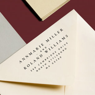 Minimal Elegant Two Last Names Return Address Self-inking Stamp