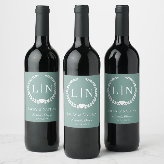 Minimal Elegant Typography Monogram Initials Wine Label (Bottles)