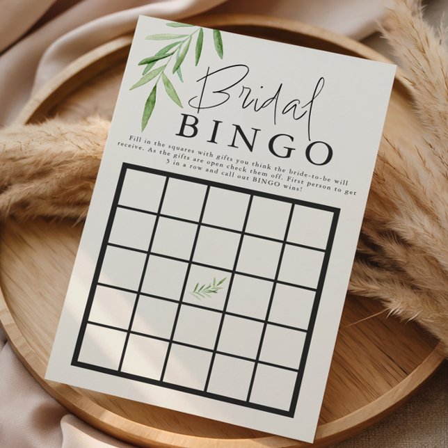 Minimal Elegant Watercolor Greenery Bridal Bingo (Creator Uploaded)