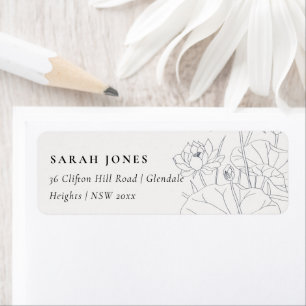 Minimal Elegant Waterlily Floral Sketch Address