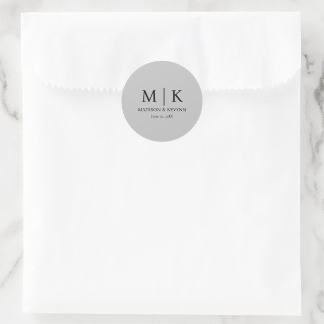 Minimal & Elegant  Wedding Classic Round Sticker (Bag)
