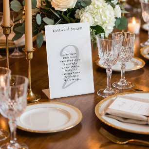 Minimal Elegant Wedding Guest List Table Number 2 Pedestal Sign