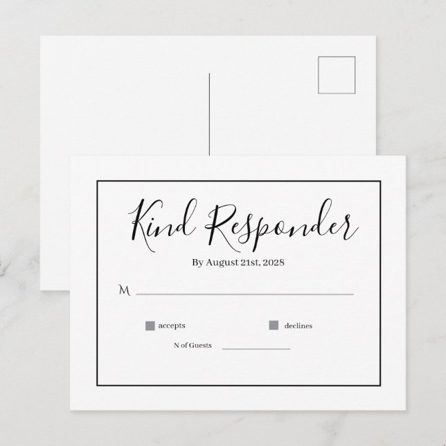 Minimal Elegant Wedding RSVP Postcard (Front/Back)