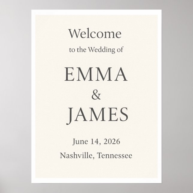 Minimal Elegant Wedding Welcome Sign | Editable 18 (Front)