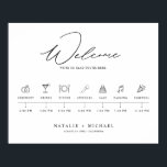 Minimal Elegant Wedding Welcome Sign with Timeline<br><div class="desc">Looking for a modern and elegant way to welcome your guests to your wedding? Look no further than this Minimal Elegant Wedding Welcome Sign with Timeline! Featuring a clean and simple black and white design, this sign includes a timeline of your wedding day events so that guests can easily keep...</div>