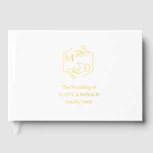 Minimal Elegant White Gold Foil Wedding Guest Book