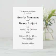 Minimal Elegant White Wedding Invitation