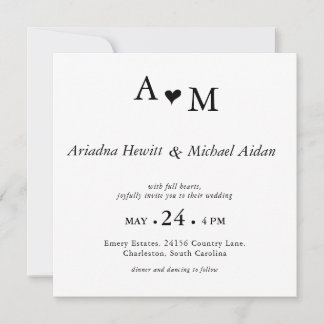Minimal Elegant White Wedding Invitation