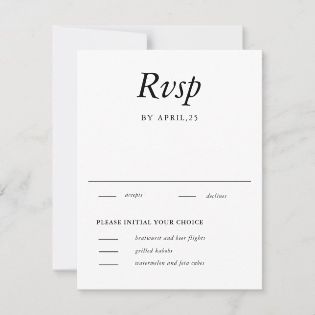 Minimal Elegant White Wedding RSVP Card (Front)