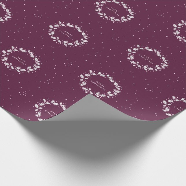 Minimal Elegant Winterberry Christmas Holly Wreath Wrapping Paper (Corner)