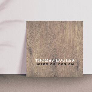Minimal Elegant Wooden Interior Designer Square Business Card