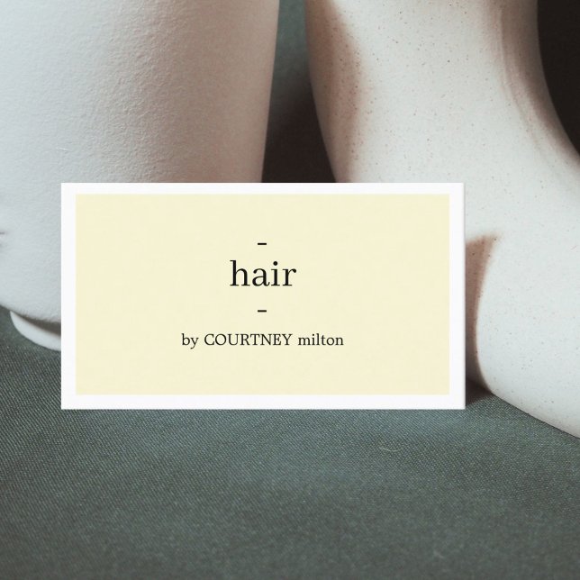 Minimal Elegant Yellow White Hairstylist Business Card (Creator Uploaded)