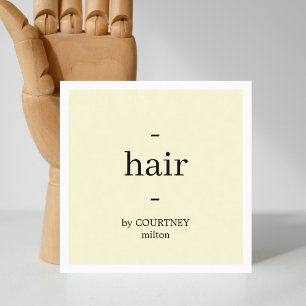 Minimal Elegant Yellow White Hairstylist Square Business Card
