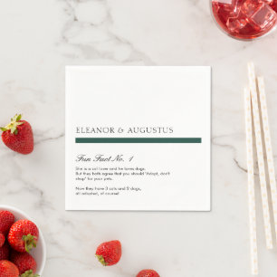 Minimal Emerald Green Modern Fun Facts Wedding Napkin