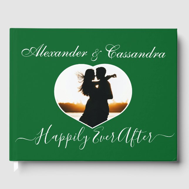 Minimal Emerald Jewel Green Wedding Guest Book (Front)