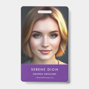 Minimal Employee Staff ID Card Photo Royal Purple Badge