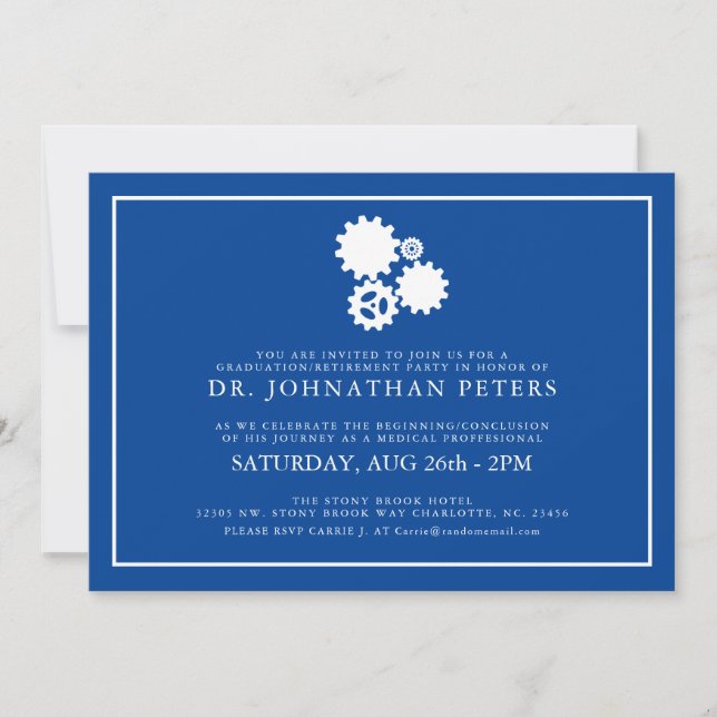 Minimal Engineer Graduation|Retirement Invitation (Front)
