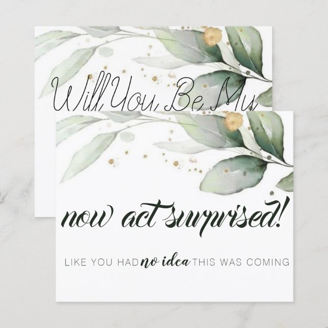 Minimal Eucalyptus Bridesmaid Proposal Card (Front/Back)