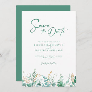 Minimal Eucalyptus Gold Wedding Save The Date
