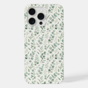 Minimal Eucalyptus Leaves Seamless Pattern iPhone 15 Pro Max Case
