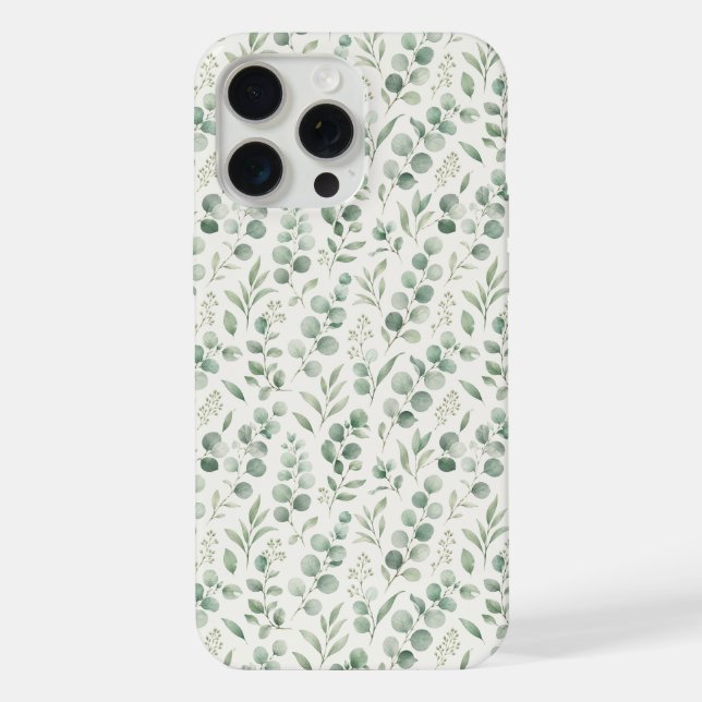 Minimal Eucalyptus Leaves Seamless Pattern iPhone Case (Back)