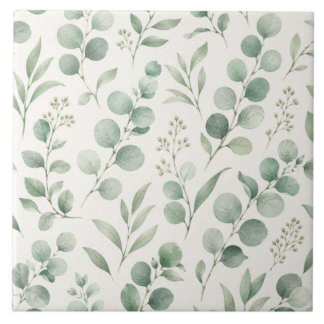 Minimal Eucalyptus Leaves Seamless Pattern Tile (Front)