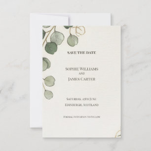 Minimal Eucalyptus Save The Date Card