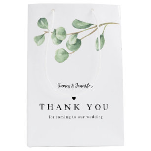 Minimal Eucalyptus Thank You Wedding Custom Medium Gift Bag