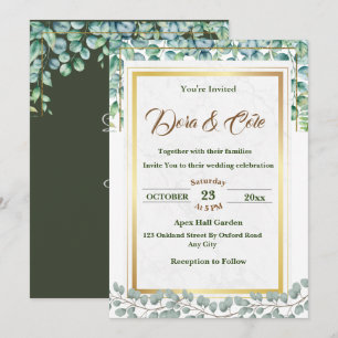 Minimal Eucalyptus Watercolor Greenery Wedding Invitation