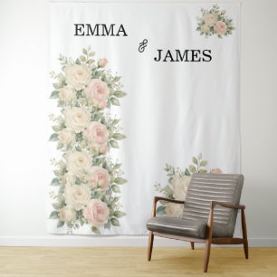Minimal Eucalyptus Wedding Backdrop Banner Tapestry