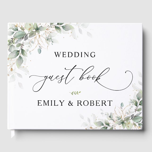 Minimal Eucalyptus Wedding Guest Book (Front)