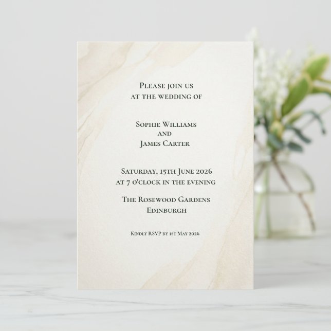 Minimal Eucalyptus Wedding Invitation (Standing Front)