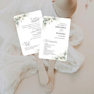 Minimal Eucalyptus Wedding Program Hand Fan