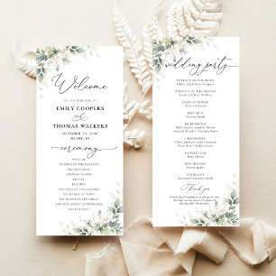 Minimal Eucalyptus Wedding Program Programme