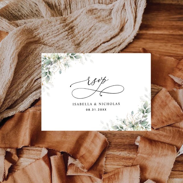 Minimal Eucalyptus Wedding RSVP Card (Creator Uploaded)