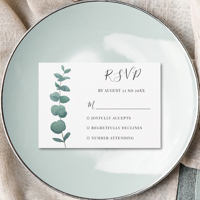 Minimal Eucalyptus Wedding RSVP Card (Creator Uploaded)
