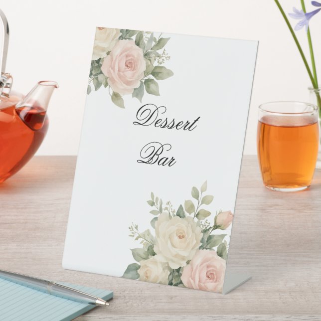 Minimal Eucalyptus Wedding Tabletop Sign (In SItu)