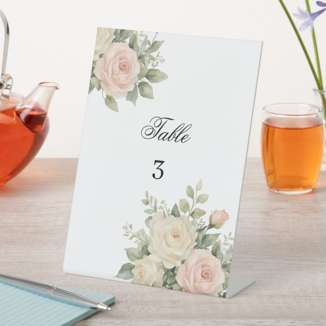 Minimal Eucalyptus Wedding Tabletop Sign (In SItu)