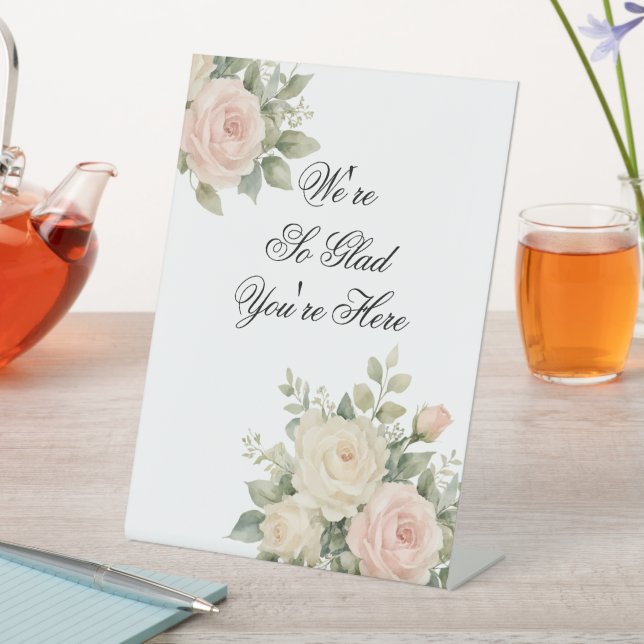 Minimal Eucalyptus Wedding Tabletop Sign (In SItu)