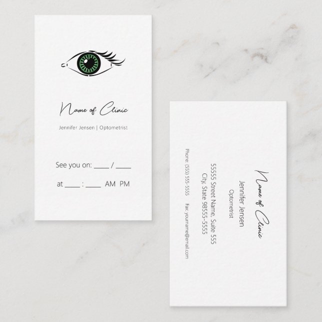 Minimal Eye Clinic Appointment Business Card (Front/Back)